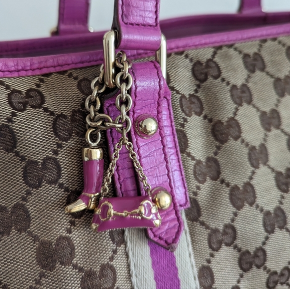 Gucci brown monogram with pink sherry line shoulder bag - Picture 4 of 17